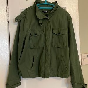 Torrid Cropped Twill Utility Jacket - Green - Size 1